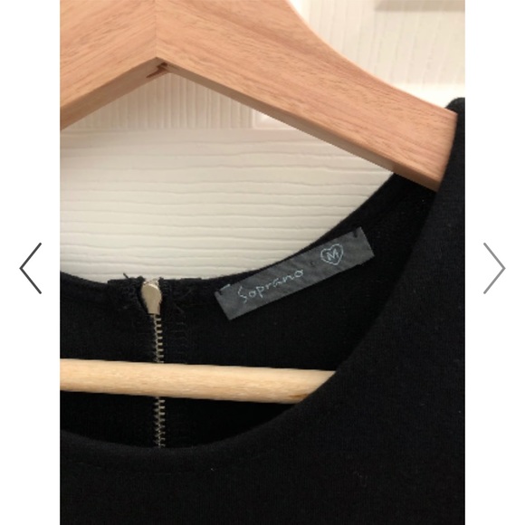 Soprano Black Ruffle Peplum Dress With Lace Panels - Picture 4 of 6